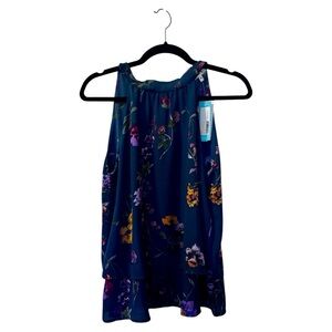 Tank blouse, size S, green/blue flowered